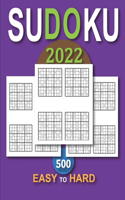 Sudoku 2022: sudoku puzzle book for adults 2022/ 500 PUZZLES EASY TO HARD