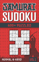 Samurai Sudoku: Sudoku Book for Adults with 1000+ 5 in 1 Sudoku - Normal and Hard - Vol 1