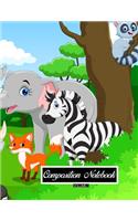 Composition Notebook (Volume-1): Wide Ruled School Office Home Student Teacher 100 Pages -Animals Cute Notebook