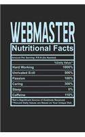 Webmaster Nutritional Facts: 6x9 blank notebook, 120 Pages, Composition Book and Journal, funny gift for your favorite Webmaster