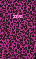 Ziva: Personalized Pink Leopard Print Notebook (Animal Skin Pattern). College Ruled (Lined) Journal for Notes, Diary, Journaling. Wild Cat Theme Design wi