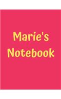 Marie's Notebook: Pink Cover, College Ruled, 100 Sheets, 8.5" x 11" (Letter Size), White Paper(81 Women's Custom Names)