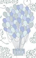 Blue & Gray Hot Air Balloon - Lined Notebook with Margins - 5x8: 101 Pages, 5 x 8, College Ruled, Journal, Soft Cover