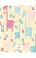 Notebook: Giraffe on yellow cover and Lined pages, Extra large (8.5 x 11) inches, 110 pages, White paper(4 Giraffe on Yellow Notebook)