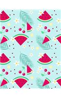 Watermelon Notebook Grid: Cute Fruit Grid Paper Page Journal Squared Graph Sheet Graphing Doodling Drawing Sketching Journaling For Kids Teen Girl Artist Women Lady For Writi