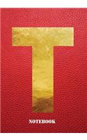 T Notebook: Letter 't' Notebook, Composition, Exercise or Log or Study Book - Red Cover