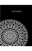 Sketchbook: Big Mandala On Black Cover Blank pages, Extra large (8.5 x 11) inches, 110 pages, White paper, Sketch, Draw and Paint