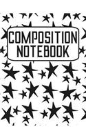 Composition Notebook: Black and White Stars Wide Ruled 1 Subject