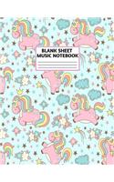 Blank Sheet Music Notebook: Cute Unicorn Matte Cover Design with 110 Pages White Paper Interior for Musician Students and Professionals Playing Piano, Ukelele, Mandolin and oth