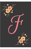 F Initial Monogram Dot Grid Notebook Journal: Elegant Floral Monogram Gifts For Women And Girls, 120 Pages 6x9