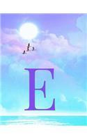 E: Monogram Initial E Notebook for Women, Teens and Girls - Your Initial in the Clouds Paradise Purple Sky - 8.5 x 11 Composition Notebook, Journal, Di
