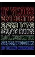17 Years Of Being Awesome: Blank Lined Journal, Pixel Happy Birthday, Diary, Logbook, Notebook, Perfect Gift For 17 Year Old Boys And Girls