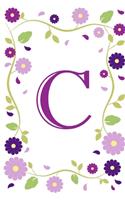C: Purple Flowers Monogram Initial "C" Diary 6 x 9 100 Pages