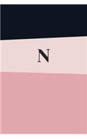 Monogram Initial N Notebook: Pink Geometric, Wide Ruled Journal for Women, 120 Pages, 6x9 Inch