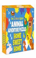 Animal Adventure Puzzles Home Sweet Home: Ten 2-Pieces Jigsaw for Kids Learn and Play | Brain Games | Mind Teaser | Puzzle Set; 3+ Ages