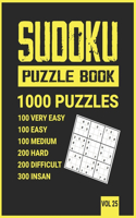 Sudoku Puzzle book 1000 Puzzles: Sudoku Puzzle Book for Adults and teens, Huge Bargain Collection of 1000 Unique easy to hard level sudoku puzzles book with solutions, Large-Print b