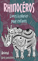 Livres à colorier pour enfants - Gros caractères - Animal - Rhinocéros