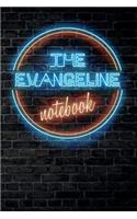 The EVANGELINE Notebook: Vintage Blank Ruled Personalized & Custom Neon Sign Name Dotted Notebook Journal for Girls & Women. Wall Background. Funny Desk Accessories. Retro B