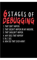 6 Stages of Debugging: 120 Pages I 6x9 I Music Sheet I Funny Software Engineering, Coder & Hacker Gifts