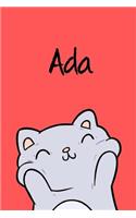 ADA: Din A5 - Blanko 120 Seiten - Mein Malbuch - Personalisierter Kalender - Vornamen - Schönes Notizbuch - Notizblock Rot - Kinderbuch - Jugendbuch - Or