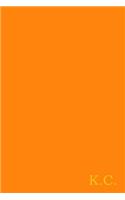 K.C.: Gold on Dark Orange Fashion Color Monogram Personalized Notebook with Two Initials. Matte Soft Cover Professional Style With120 Blank Lined Pages