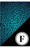 Initial F Personalized Monogram Journal Notebook Blue Black Floral