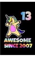 Dabbing Unicorn Awesome Since 2007 13th Birthday: Birthday Dabbing Unicorn SketchBook 100 Pages, 6 x 9 (15.24 x 22.86 cm), Solt Cover, Matte Finish ( Birthday Themed SketchBook)