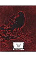 Unruled (Unlined) Blank Composition Notebook (8.5"x11" inches) 150 Pages: Red Raven Cover Design