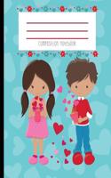 Composition Notebook: Be My Valentine Kawaii Kids Flower and Red Hearts Journal and Notebook