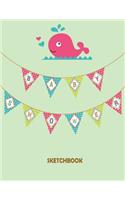 Baby Shower Sketchbook: Baby Whale On Green Cover and Blank pages, Extra large (8.5 x 11) inches, 110 pages, White paper, Sketch, Draw and Paint(1 Baby Whale Shower)