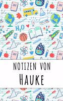 Notizen von Hauke: Liniertes Notizbuch für deinen personalisierten Vornamen