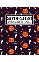 2019-2020 Weekly & Monthly Planner: Academic Planner for Students & Teachers August 2019 through July 2020 Schoolwork Calendar with Daily notes and Weekly Checklists Halloween Pattern 