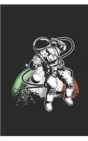 Irish - Astronaut Moon: Dotted Bullet Grid Notebook / Journal (6 X 9 -120 Pages) - Gift Idea for Irish Pride Ireland Flag