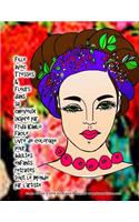 Fille avec Tresses & Fleurs dans sa cheveux Inspiré par Frida Kahlo facile livre de coloriage pour adultes enfants retraités tout le monde par l'artiste