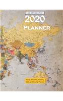 World Map Cover Planner 2020: Everyday Schedule 366 Days Full Page A Day: Calendar Schedule Organizer Appointment Journal Notebook Monthly Weekly Daily Hourly