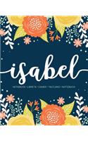 Isabel: Notebook - Libreta - Cahier - Taccuino - Notizbuch: 110 pages paginas seiten pagine: Modern Florals First Name Notebook in Orange, Mint & Yellow on 