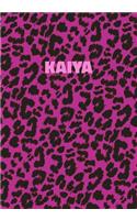 Kaiya: Personalized Pink Leopard Print Notebook (Animal Skin Pattern). College Ruled (Lined) Journal for Notes, Diary, Journaling. Wild Cat Theme Design wi