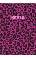 Keyla: Personalized Pink Leopard Print Notebook (Animal Skin Pattern). College Ruled (Lined) Journal for Notes, Diary, Journaling. Wild Cat Theme Design wi