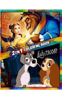 2 in 1 Coloring Book Beaty and the Beast and Lady and the Tramp: Best Coloring Book for Children and Adults, Set 2 in 1 Coloring Book, Easy and Exciting Drawings of Your Loved Characters and Cartoons
