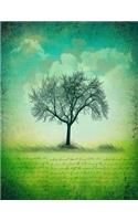 Notebook: 8.5 X 11 202 Lined Pages Script Green Tree Silhouette Graphic Notebook