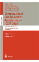 Computational Science and Its Applications - Iccsa 2003: International Conference, Montreal, Canada, May 18-21, 2003, Proceedings, Part II