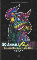 50 Animals Pop Art Coloring for Adults and Teens