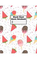 Blank Sheet Music Notebook: Easy Blank Staff Manuscript Book Large 8.5 X 11 Inches Musician Paper Wide 12 Staves Per Page for Piano, Flute, Violin, Guitar, Trumpet, Drums, Cell
