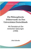 Philosophische Doktorwurde An Den Universitaten Deutschlands