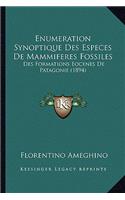 Enumeration Synoptique Des Especes De Mammiferes Fossiles