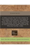 A Table Collected of the Yeares of Our Lord God, and of the Years of the Kings of England Continued from the First Yeare of William the Conquerour, Vntill the First Year of Our Soueraign Lord. Written by William Rastal. (1606)