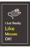 I Just Really Like Mouses,: Notebook And Journal Gift - 120 pages Blank Lined Journal Notebook Planner