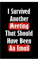 I Survived Another Meeting That Should Have Been An Email: Gift For Coworker Or Boss - Office Gift - Office Worker Book - Lines Notebook 6x9 120 pages