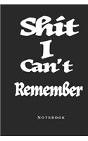 Shit I Can't remember Notebook: Internet Passwords LogBook Notebook for Your Passwords and Shit