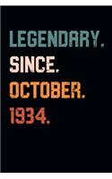 Blank Lined Journal, Notebook, Diary, Planner - Legendary Since October 1934 - 85th Birthday Gift For 85 Years Old Men and Women born in October: Medium College-Ruled Journey Diary, 110 page, Lined, 6x9 (15.2 x 22.9 cm)